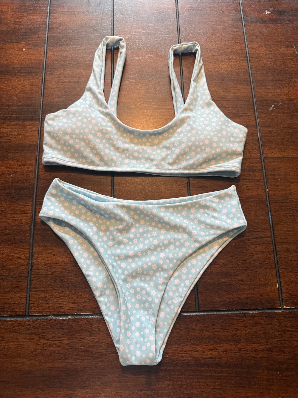 Women’s Light Blue Floral Bikini Set — Comfortable Two-Piece Swimwear